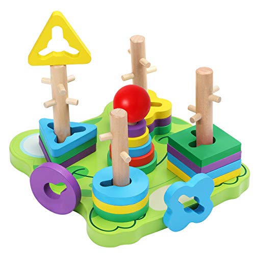 Belle Vous Juguete Educativo Madera Forma de Rana (23 Piezas) Puzzles Infantiles Madera - Apilador Geométrico para Bebés/Preescolar/Niños – Desarrollo Aprendizaje Temprano – Reconocer Colores Belle Vous Juguete Educativo Madera Forma de Rana (23 Piezas) Puzzles Infantiles Madera - Apilador Geométrico para Bebés/Preescolar/Niños – Desarrollo Aprendizaje Temprano – Reconocer Colores