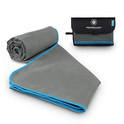 BERGBRUDER Toallas de microfibra – Ultraligeras, compactas y de secado rápido – Toalla de playa – Juego de toalla de baño con bolsa (Set SXL = 1 x S 80 x 40 cm y 1 x XL 180 x 90 cm, gris y azul) BERGBRUDER Toallas de microfibra – Ultraligeras, compactas y de secado rápido – Toalla de playa – Juego de toalla de baño con bolsa (Set SXL = 1 x S 80 x 40 cm y 1 x XL 180 x 90 cm, gris y azul)