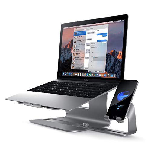 Bestand Soporte de Aluminio para Laptop & Soporte de Magnesio-Aluminio Ajustable para Teléfono Soporte de Escritorio Liberador de Espacio para Todos los MacBook, Gris