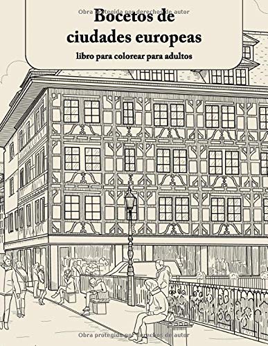 Bocetos de ciudades europeas libro para colorear para adultos