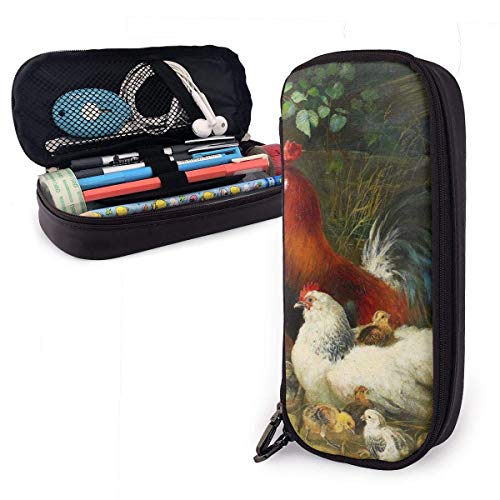 Bolsa De Escritorio,Bolsa De Bolígrafo De Cuero Con Pintura De Nido De Pollo De Color Estuche De Viaje Impreso Papelería De Aprendizaje Bolsa De Teléfono Celular Para Suministros De Oficina,20X9X4Cm