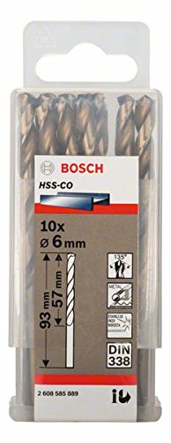 Bosch 2 608 585 889 - Pack de 10 brocas metálicas HSS-Co, DIN 338 (6 x 57 x 93 mm) Bosch 2 608 585 889 - Pack de 10 brocas metálicas HSS-Co, DIN 338 (6 x 57 x 93 mm)