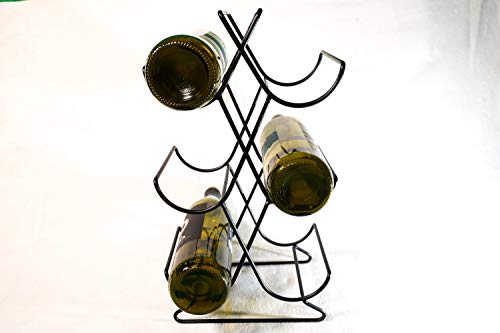 Botellero de vino (21 x 14 x 38 cm) – Contiene 6 botellas de vino de tamaño estándar – Porta vino de acero inoxidable superbrillante – Botellero de apoyo – Botellero ahorro de espacio para vino