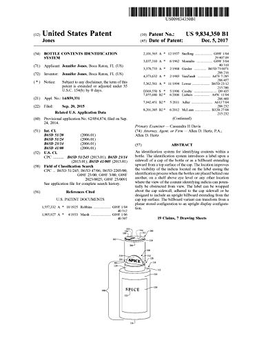 Bottle contents identification system: United States Patent 9834350 (English Edition)