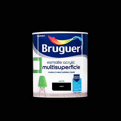 Bruguer Acrylic Multisuperficie Esmalte al agua - Pintura 750 mL, Mate Negro Bruguer Acrylic Multisuperficie Esmalte al agua - Pintura 750 mL, Mate Negro