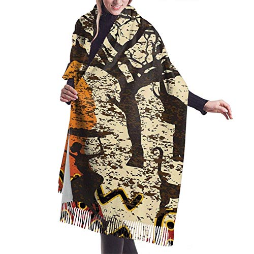 Bufanda de cachemira bohemia étnica antigua de Safari de animales africanos, chales de Pashmina, abrigos para mujer, invierno cálido, b