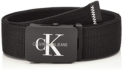Calvin Klein J 4cm Adj.Monogram Canvas Belt Cinturón, Negro (Black 001), 100 (Talla del fabricante: 85) para Hombre