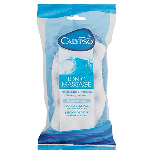 Calypso Tonic Massage - Esponja de baño, fibras alveolares masaje antes, tonificadoras y revitalizantes, color azul