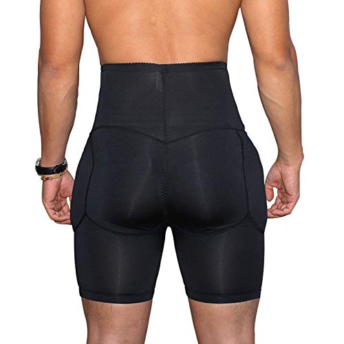 Calzoncillo Boxer con Relleno, Cintura Alta Levantador Glúteos con Detrás y Ambos Lados Acolchado Enhancer Padded para Aumentar Volumen los Atributos Masculinos,Negro,M