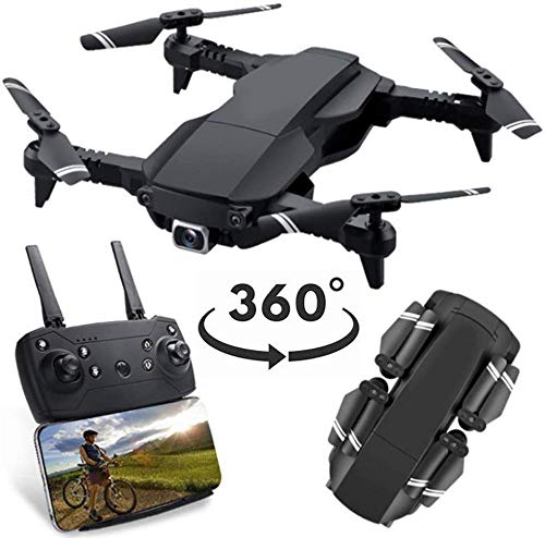 Cámara GPS 4K gran angular, giroscopio 4 ejes con video en vivo, retención altitud RC, drones abatibles 360 ​​°, modo sin cabeza, LED drone HD 2.4Ghz, helicóptero 8 minutos tiempo vuelo, negro