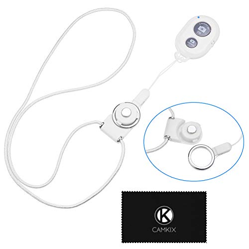 CAMKIX Control Remoto del Obturador de Cámara con Tecnología Inalámbrica Bluetooth Blanco – Cordón con Montaje de Anillo Desmontable – Capturar imágenes/Video Inalámbrico hasta 10 m