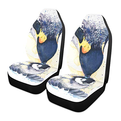 Car Seat Covers 1PC Front Seats Cute Penguin Arctic Animals Automotive Seat Covers With Back Pocket Seat Protector Car Mat Covers Full Fit Most Vehicle, Cars, Sedan, Truck, Suv
