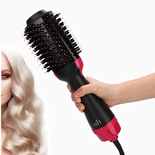 Cepillo moldeador de aire caliente, secador de pelo multifuncional, peine de soplado, rizador de pelo ajustable, herramienta de peinado para cabello seco, liso y rizado (enchufe de la UE 220 V)