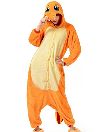 Charmander Adult Men Women Unisex Animal Sleepsuit Kigurumi Cosplay Costume Pajamas Outfit Nonopnd Nightclothes Onesies Halloween Cheap Costume Clothing (M(162CM-171CM)) by COHO