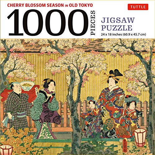Cherry Blossom Season in Old Tokyo Jigsaw Puzzle 1,000 Piece: Woodblock Print by Utagawa Kunisada (Finished Size 24 in X 18 in)