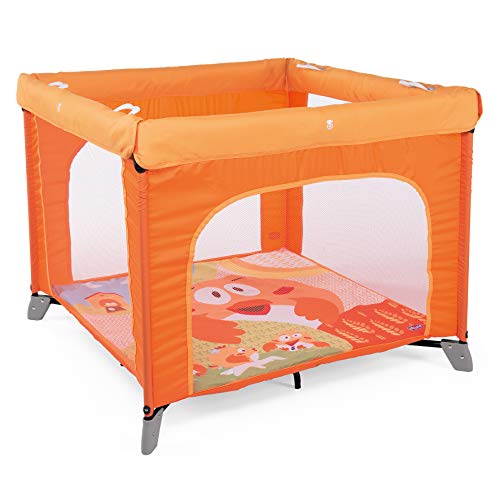 Chicco Open Box Parque de juegos infantil con alfombra extraíble, Naranja (Fancy Chicken)