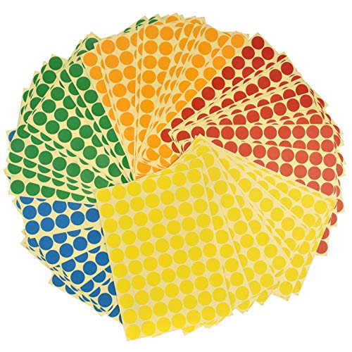 Chstarina 75 Hojas Pegatinas Redondo Adhesivos Colores Etiquetas Adhesivas Redondas 19 mm Pegatinas Circulares Etiquetas de Puntos Autoadhesivo 5250pcs (Rojo Verde Amarillo Naranja Azul)