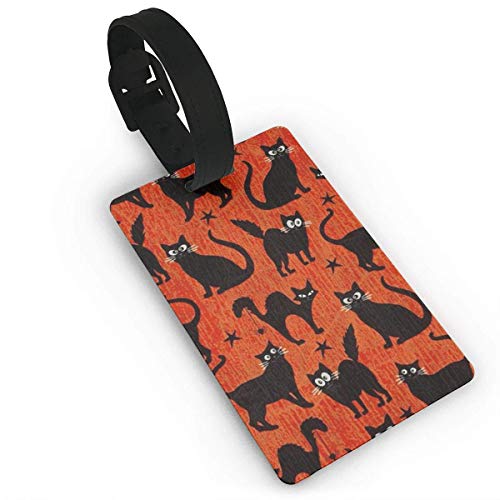 CHSUNHEY Etiquetas de Equipaje,Fangtastic Glow in The Dark Black Cats Orange Luggage Tags with Print for Suitcases,Flexible PVC Travel ID Sturdy Identification,Travel Accessories Suitcase Tags Apply3