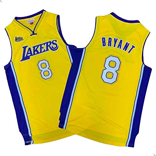 CLKJ Lakers Kobe Bryant No. 8 y Nº 24 Championship Logo Series Jerseys - Camiseta transpirable de secado rápido para hombre #8 amarillo-S