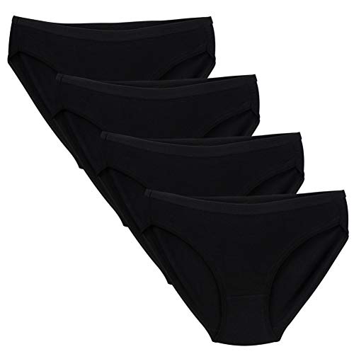 Closecret Bikini Braga Estrecha y Cómoda de Algodón para Mujer (M(Cintura:71-74cm), 4 Negro)