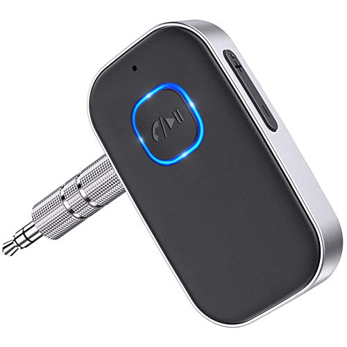 Cocoda Receptor Bluetooth Audio, Adaptador Bluetooth 5.0 Jack con Cable de 3.5mm, Cancelación de Ruido 16Hrs de Uso Enlace Dual Receptor Bluetooth Coche para Llamadas Manos Libres o Hogar Audio