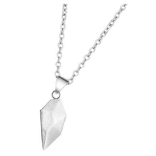 Collar Samurai Negro, Collar de San Valentín, corazón a corazón, Piedra de los Deseos, Collar de Pareja, Collar de Hombres y Mujeres, joyería de Plata, Cadena de clavícula, Regalo (White)