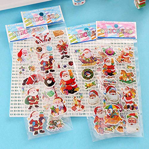 Color al Azar 1 Hoja Cute Santa Claus 3D Puffy Bubble Sticker Cartoon Animation Stickers Pack DIY Juguetes Regalo para niños