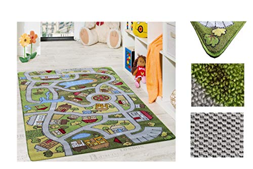 Comercial Candela Alfombra Infantil Carretera Tapete Cuarto Juegos Diseño Ciudad Carretera Quiet Town (Modelo 2, 140_x_200 CM)