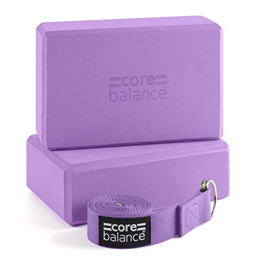 CORE BALANCE Set Bloque Espuma Yoga con Correa - Ladrillo Soporte De Yoga Pilates. Alta Densidad, Resistente, Firme, Ligero - Correa Algodón con Hebilla D Gratis, 5 Colores CORE BALANCE Set Bloque Espuma Yoga con Correa - Ladrillo Soporte De Yoga Pilates. Alta Densidad, Resistente, Firme, Ligero - Correa Algodón con Hebilla D Gratis, 5 Colores