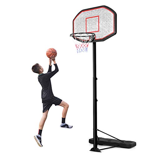 COSTWAY Canasta de Baloncesto con Tablero para Adultos Interior con Soporte de Metal Altura Ajustable 200 a 305cm