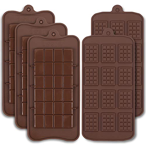 Cozihom Moldes de silicona de grado alimenticio para chocolate, barra de Engery, barra de cocao, molde de proteína de caramelo, 5 unidades
