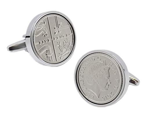 Cufflinks Direct Monedas de Cabeza y Cola 2015 de 5 Peniques Juego de Gemelos de Regalo de Plata para Hombres by (Gemelos con Caja de Regalo)