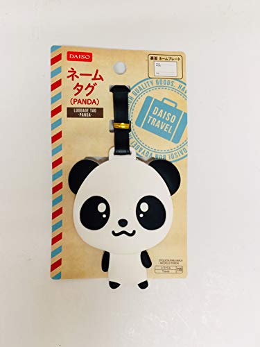Daiso Panda - Etiqueta para equipaje de viaje, color blanco y negro