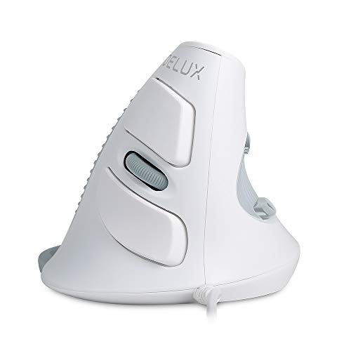 DeLux Ratón vertical con cable ergonómico, 3 DPI ajustables (600 – 1000 – 1600 DPI), 6 botones, reposamuñecas extraíble, ratón óptico para ordenador portátil, color blanco DeLux Ratón vertical con cable ergonómico, 3 DPI ajustables (600 – 1000 – 1600 DPI), 6 botones, reposamuñecas extraíble, ratón óptico para ordenador portátil, color blanco