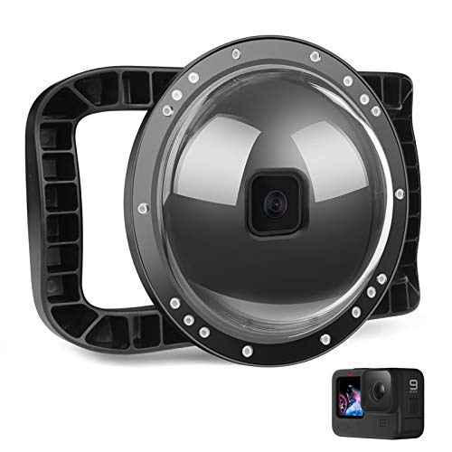 D&F Puerto de cúpula subacuática para GoPro Hero 9 negro, dos empuñaduras integradas, 45 m, impermeable, accesorio fotográfico profesional