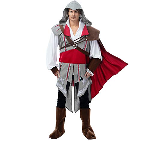 Disfraz de Assassin'S Creed para Hombre Ezio Auditore da Firenze Blanco marrón Rojo - L