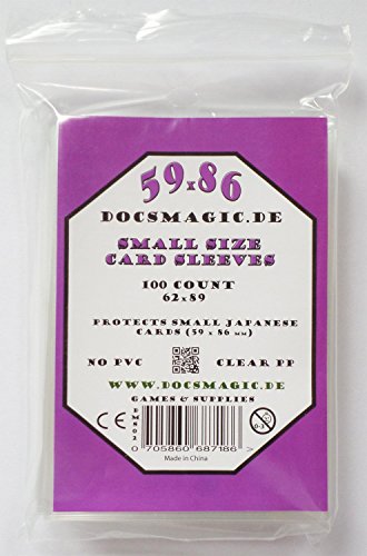 docsmagic.de 100 Small Size Card Sleeves Clear - 59 x 86 Standard - 62 x 89 - YGO
