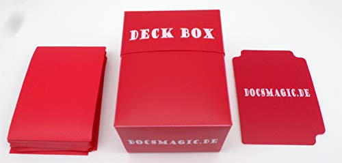 docsmagic.de Deck Box + 100 Mat Red Sleeves Standard - Caja & Fundas Roja - PKM - MTG