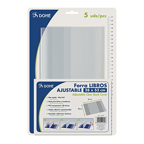 DOHE 91430 - Pack de 5 cubiertas protectoras de libros y cuadernos, 53 x 28 cm DOHE 91430 - Pack de 5 cubiertas protectoras de libros y cuadernos, 53 x 28 cm