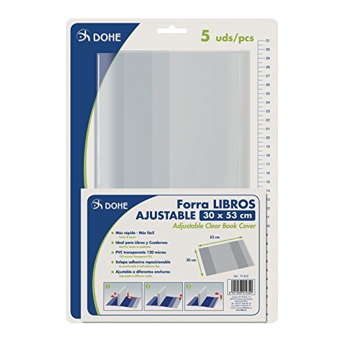 DOHE 91432 - Pack de 5 cubiertas protectoras de libros y cuadernos, 53 x 30 cm DOHE 91432 - Pack de 5 cubiertas protectoras de libros y cuadernos, 53 x 30 cm