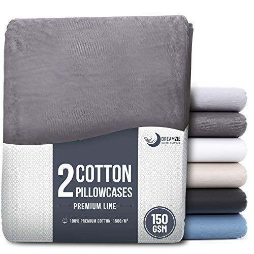 Dreamzie Juego de 2 x Fundas de Almohada 80x80 cm Gris Oscuro 100% Algodon Jersey - Funda de Almohada Algodon 80x80 - Funda Cojin para Cama 80x80 - Protector de Almohada Dreamzie Juego de 2 x Fundas de Almohada 80x80 cm Gris Oscuro 100% Algodon Jersey - Funda de Almohada Algodon 80x80 - Funda Cojin para Cama 80x80 - Protector de Almohada