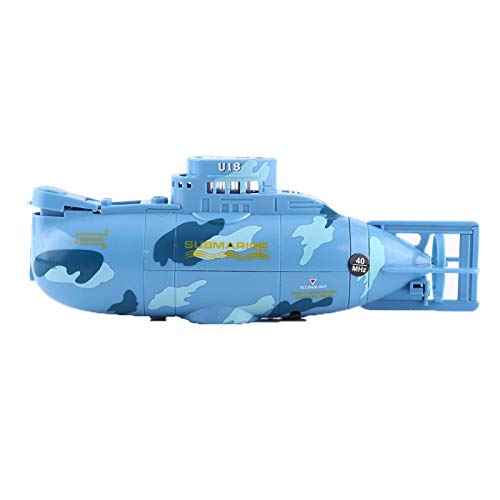 Drfeify Barco Submarino RC, portátil Recargable Mini simulación Control Remoto Submarino Barco de Buceo Modelo de Juguete Regalo para niños(Azul)