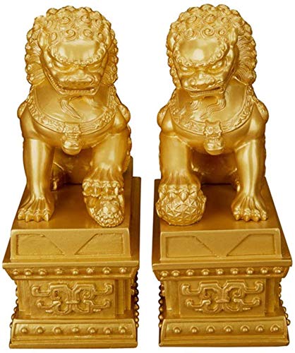 DYB Estatua China de colección de estatuas de león de Feng Shui Un par de Leones Guardianes felicitación de inauguración de la casa para protegerse de la energía maligna Decoración de