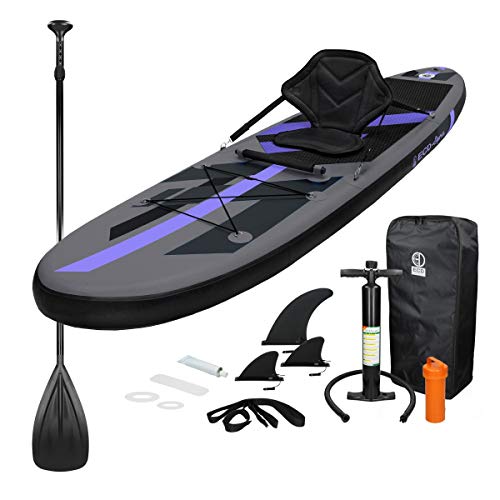 ECD Germany Tabla Hinchable Makani Paddle Surf con Asiento de Kayak Sup 305x78x15 cm Negro Stand up Paddle Board PVC/EVA hasta 120kg Diferentes Modelos Incluye Paleta Aluminio Bomba y Accesorios