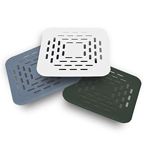 ECENCE 3X Protección del desagüe, Filtro desagüe, Tapa para desagüe con Ventosa, atrapapelos para la Ducha, bañera, Fregadero, Blanco, Verde, Azul, 13x13x0,5cm ECENCE 3X Protección del desagüe, Filtro desagüe, Tapa para desagüe con Ventosa, atrapapelos para la Ducha, bañera, Fregadero, Blanco, Verde, Azul, 13x13x0,5cm