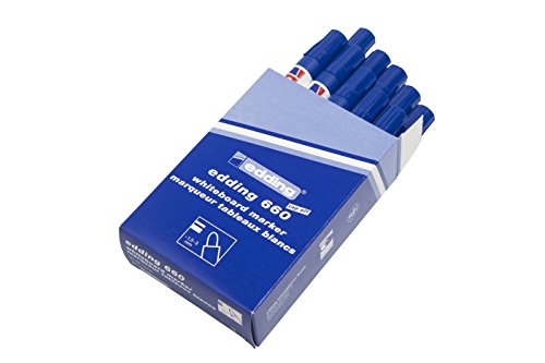 Edding 660-003 - Marcador para pizarra blanca, 10 unidades, color azul Edding 660-003 - Marcador para pizarra blanca, 10 unidades, color azul