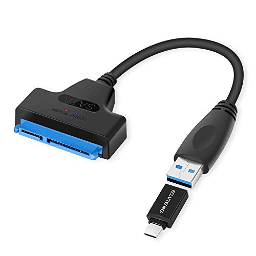 ELUTENG Cables USB a SATA para 2.5 SATA SSD/HDD SATA USB 3.0 Convertidor UASP 5Gbps Adaptador SATA USB con 0.16m de Cable Plug and Play Compatible para Mac OS Windows