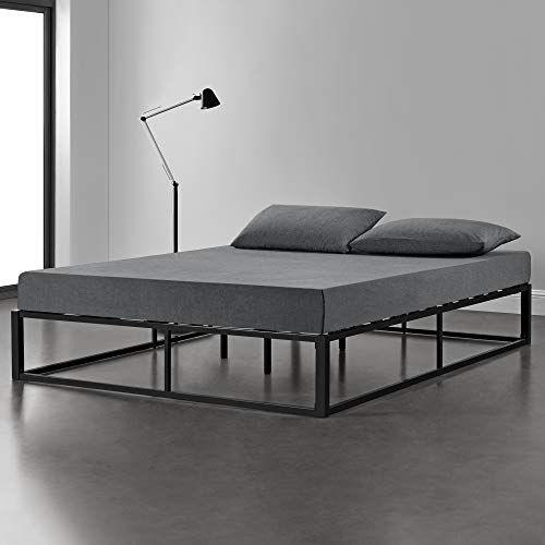 [en.casa] Cama de Metal 200cm x 200cm Estructura Estable con Somier Plataforma de Base Resistente Negro