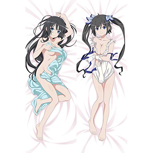 ¿Está mal tratar de recoger chicas en una mazmorra?: Hestiatura 3076 Cubierta de almohada de anime / Funda de almohada de cuerpo, Anime Muchacha bonita Patrón de doble cara Piel de melocotón / 2WT Caj