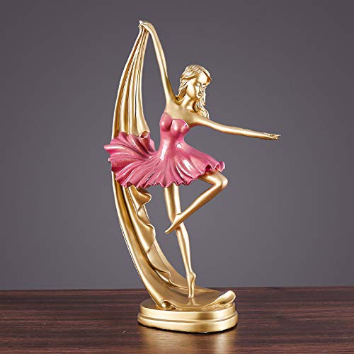 Etping Figuras Decorativas Decoración del hogar Adornos de Bailarina Dorada Estudio de Dormitorio Decoraciones de Personajes Bailarina de Estiramiento Rosa Artesanía Statue Home Deco